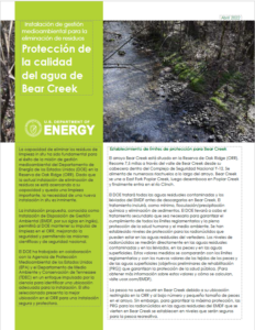 Screen shot of cover page: EMDF Water Quality Protection for Bear Creek fact sheet
