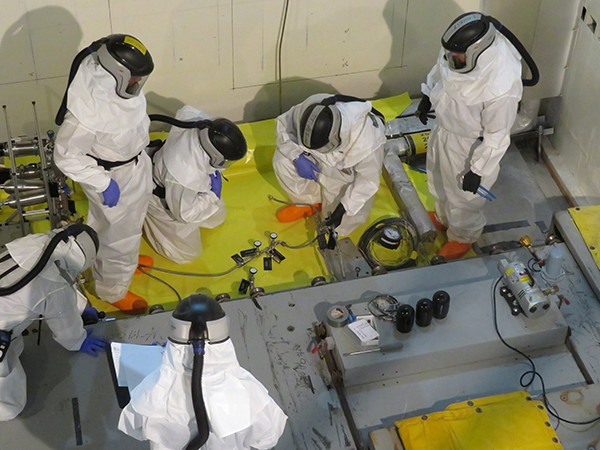 ORNL_MSRE Photo: UCOR crews perform sampling of gases produced as byproducts at the Molten Salt Reactor Experiment