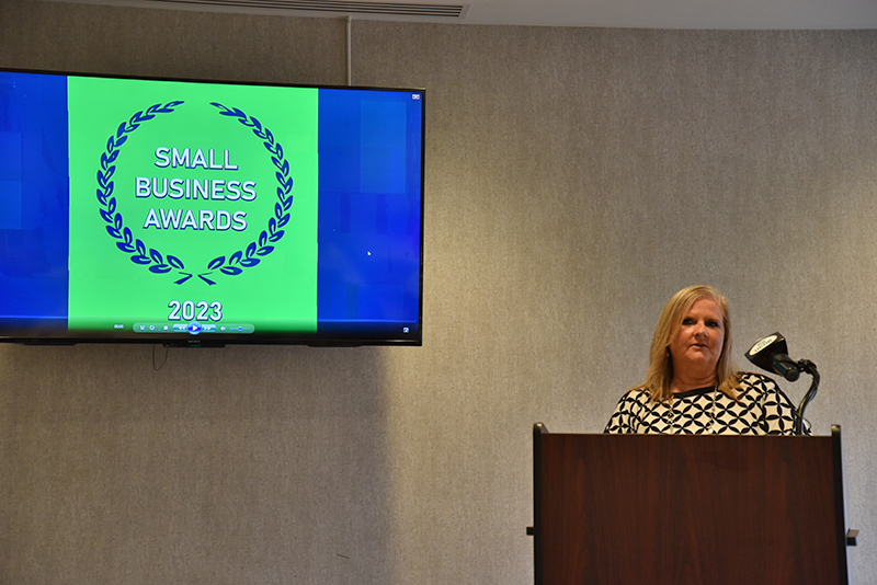 Diana Osbourne, UCOR Small Business Program Manager, opens the 2023 Small Business Awards ceremony