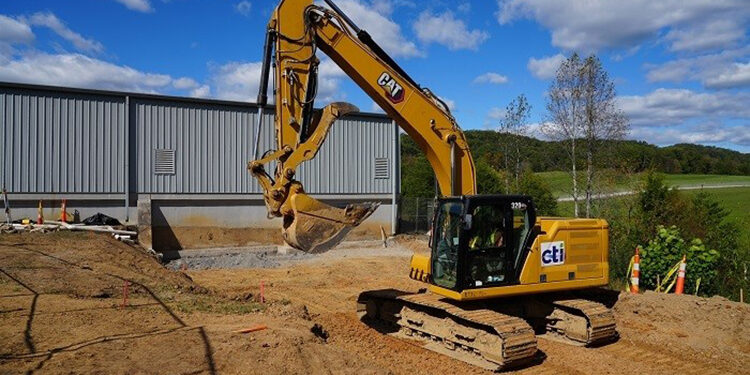 Excavator preparing the way for new driveway for the new Technology Demonstration Testbed