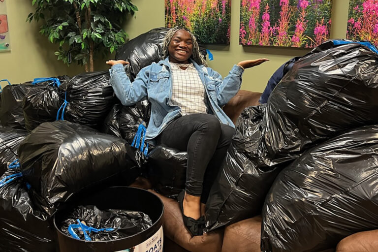 Coats for the Cold collection bagged and ready for delivery