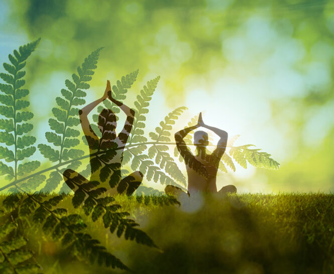 Man,Woman,Couple,Practices,Yoga,And,Meditates,In,Green,Nature