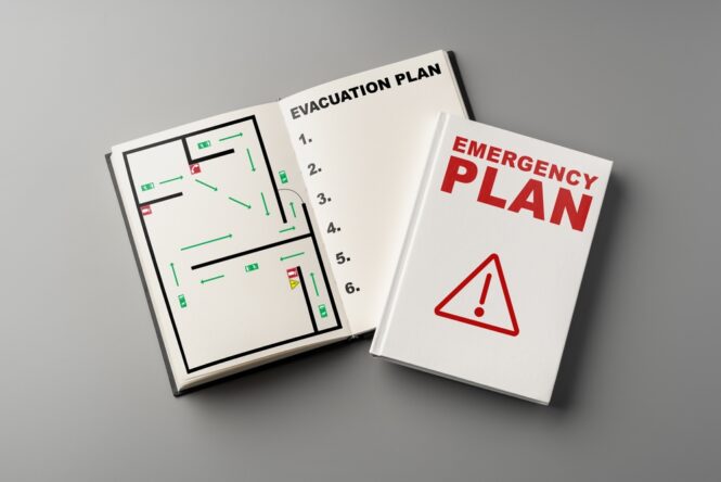 Emergency,Plan,Book,With,Evacuation,Map,And,Safety,Guidelines,On