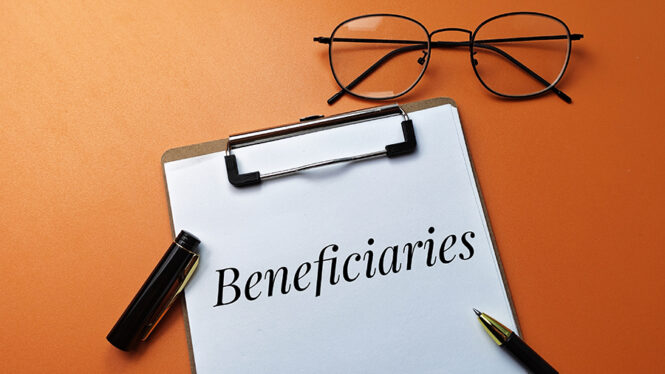 Beneficiaries,On,Clipboard,With,Black,Pen,And,Eyeglasses,Symbolizing,Estate